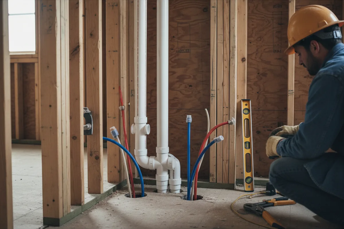 Drain and supply rough-in during Sump Pump Repair in Buskirk